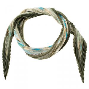 Pre Owned Hermes Green Plisse Silk Scarf