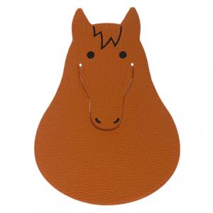 Pre Owned Hermes Orange Leather Pikabook Horse Bookmark