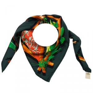 Pre Owned Hermes Le Robinson Chic Multicolor Square Silk Scarf