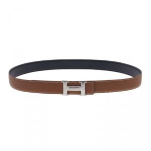 Pre Owned Hermes Brown/Black Leather Mini Contance Reversible Belt 100CM