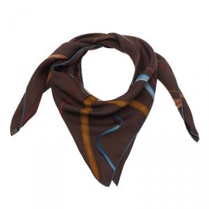 Pre Owned Hermes Brown Attrape Tes Reves Silk Scarf