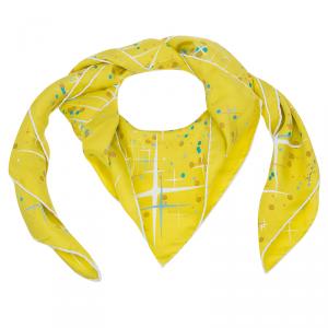 Pre Owned Hermes Yellow Silk Magic Kelly Square Scarf