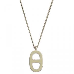 Pre Owned Hermes Iliade Lacquered Pendant Palladium Plated Necklace