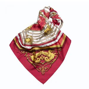 Pre Owned Hermes Red Dies Et Hore Silk Square Scarf
