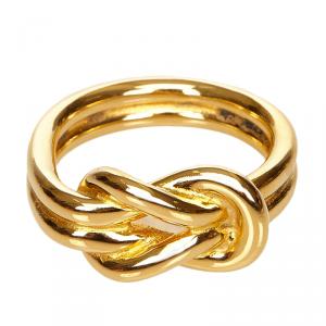 Pre Owned Hermes Gold Tone Knotted Scarf Ring