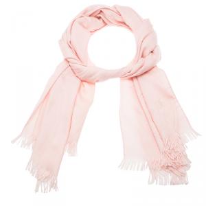 Pre Owned Hermes Pink  Jacquard Weave New Libris Cashmere Silk Stole