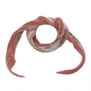 Pre Owned Hermes Light Pink Plisse Shell Printed Silk Rocaille Scarf