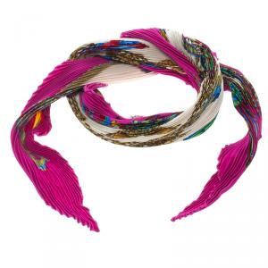 Pre Owned Hermes Multicolor Printed Plisse Silk Les Rubans Du Cheval Diamond Scarf