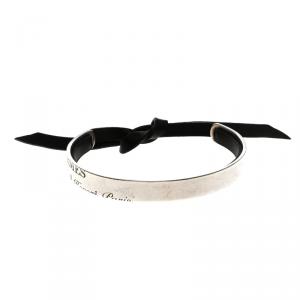 Pre Owned Hermes Silver & Leather Cartouche Bracelet 16cm