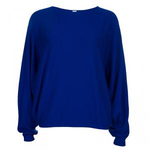 Hermes Blue Batwing Sleeve Cashmere Sweater S