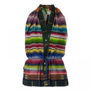 Hermes Multicolor Striped Sleeveless Silk Blouse S