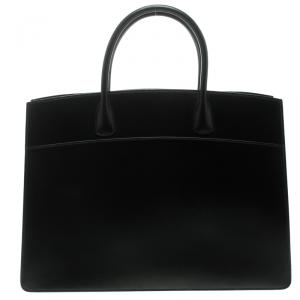 Pre Owned Hermes Black Box Calf Leather White Bus Tote