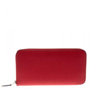 Hermes Rose Jaipur Epsom Leather Azap Silk In Zip Around Wallet