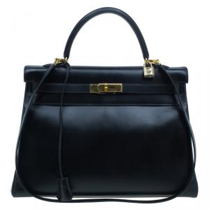 Hermes Noir Togo Calfskin 35cm Kelly Tote