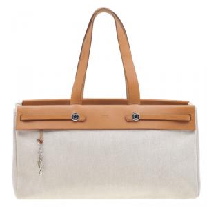 Pre Owned HERMES Beige Herbag Cabas GM 2 in 1 Shoulder bag