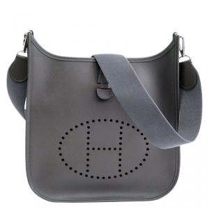 Hermes Ardoise Veau Epsom Leather Evelyne II PM Bag