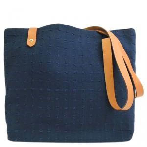 Hermes Navy Blue Cotton Ahmedabad Shoulder Bag