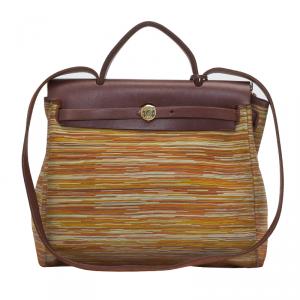 Hermes Multicolor Canvas and Leather Vibrato 2 in 1 Herbag 30 cm Bag
