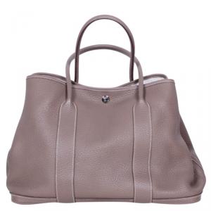 Pre Owned Hermes Grey Leather Garden Party MM Tote