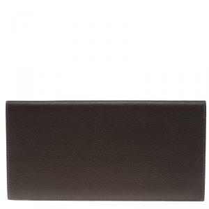 Pre Owned Hermes Cacao Epsom Leather Long Twill Wallet