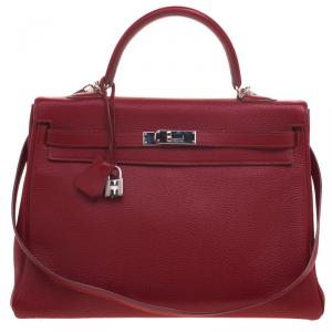 Hermes Ruby Togo Palladium Hardware Kelly Retourne 35 Bag