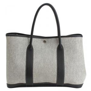 Hermes Bi Color Canvas/Leather garden Party PM Bag