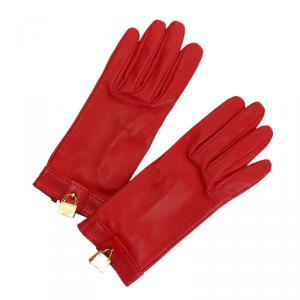 Hermes Red Leather Bag Charm Gloves