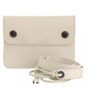 Pre Owned Hermes White Leather Vintage Pochette Waist Bag