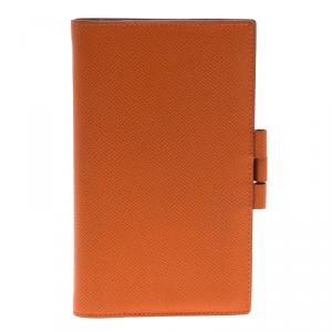 Hermes Orange Chevre Mysore Leather Vision Agenda Cover