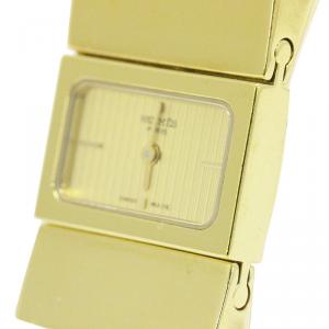 Hermes Gold Gold-Plated Stainless Steel Loquet Women's Wristwatch 20MM