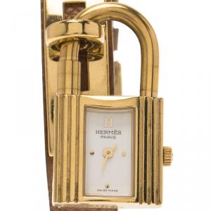 Hermes White Gold-Plated Steel Kelly Women's Wristwatch 20MM 