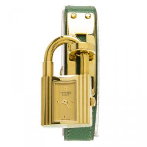 Hermes Champagne Gold-Plated Steel Kelly Women's Wristwatch 20MM