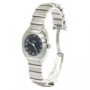Hermes Black Stainless Steel Espace Women's Wristwatch 31MM