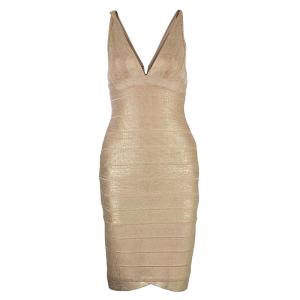 Herve Leger Champagne Bodycon Dress M