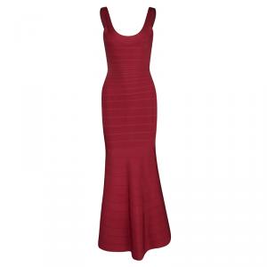 Herve Leger Lipstick Red Signature Ellen Bandage Gown  XXS