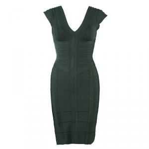 Herve Leger Shadow Cap Sleeve Bandage Dress S