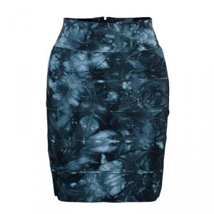Herve Leger Gray Abstract Printed Bandage Skirt S