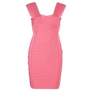 Herve Leger Peach Blush Bandage Dress M