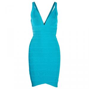 Herve Leger Sela Blue Bandage Dress XS