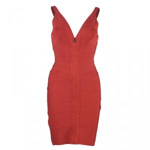 Herve Leger Red Pasha Bandage Dress S