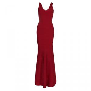 Herve Leger Red Bandage Flared Bottom Ellen Gown S