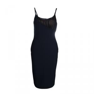 Herve Leger Black Gathered Bodice Detail Dress L
