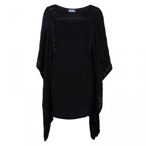 Herve Leger Black Patterned Knit Poncho XS/S