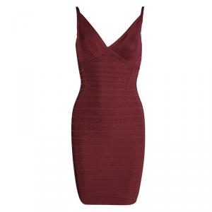 Herve Leger Scarlet Sleeveless Bandage Dress XS