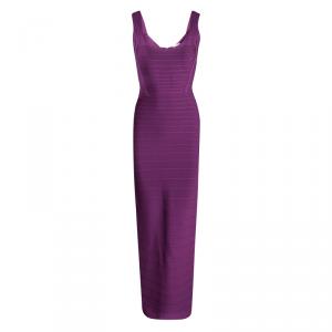 Herve Leger Purple Bandage Donna Maxi Dress S