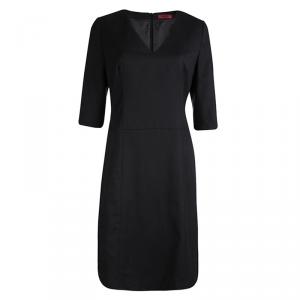 Hugo By Hugo Boss Black Wool V-Neck Kinata Dress M