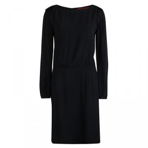 Hugo By Hugo Boss Black Long Sleeve Gathered Waist Kirena Dress S