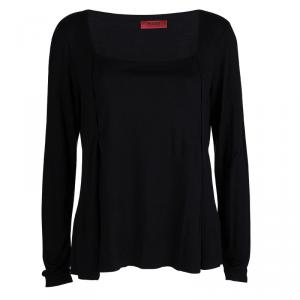 Hugo By Hugo Boss Black Knit  Square Neck Top M