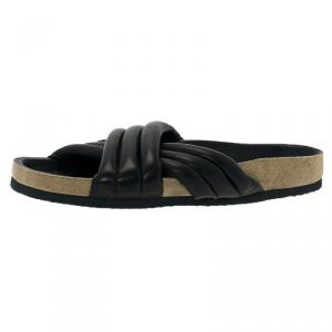 Pre Owned Isabel Marant Black Lambskin Holden Flat Sandals Size 38
