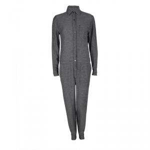 Isabel Marant Etoile Grey Gabardine Peters Long Sleeve Jumpsuit S